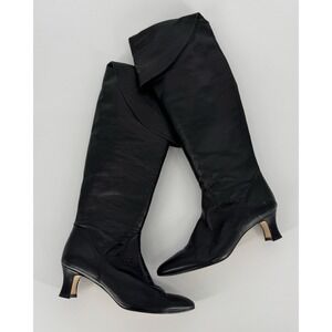 Vintage Black Boots Women's Over The Knee Vera Cruz Made In Spain Leather Size 6